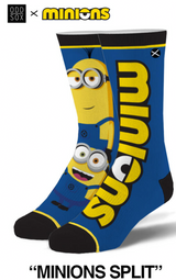 DESPICABLE ME Men’s MINIONS Split Crew Socks ODD SOX Brand - Novelty Socks And Slippers