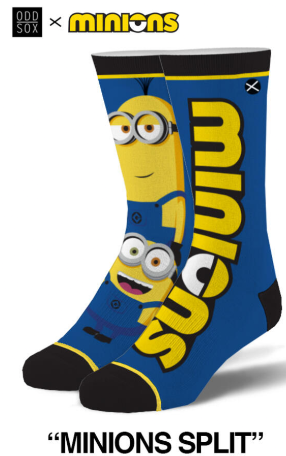 DESPICABLE ME Men’s MINIONS Split Crew Socks ODD SOX Brand - Novelty Socks And Slippers