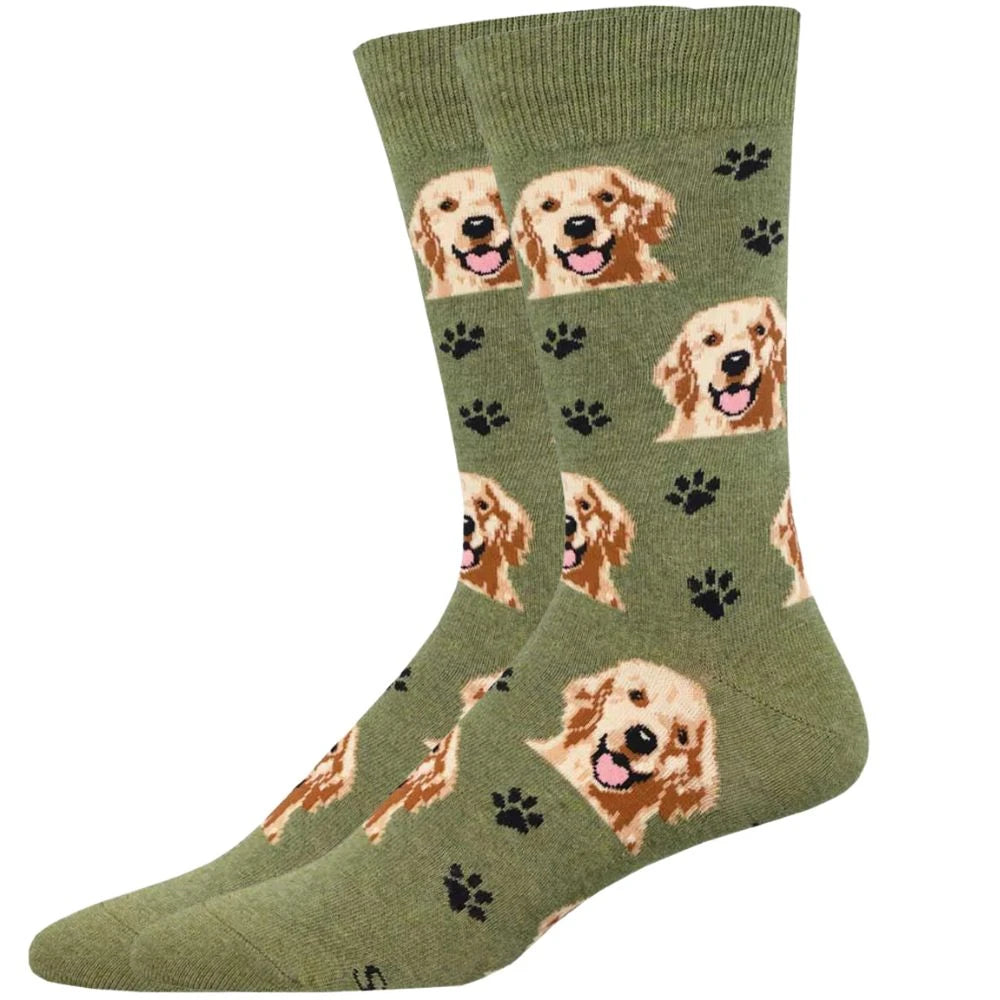 WHO’S A GOOD BOY? Men’s GOLDEN RETRIEVER Dog Socks SOCKSMITH Brand (CHOOSE COLOR)