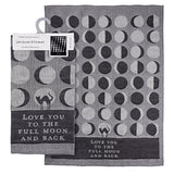PRIMITIVES BY KATHY FULL MOON Kitchen Tea Towel ‘LOVE YOU TO THE FULL MOON & BACK’ - Novelty Socks And Slippers