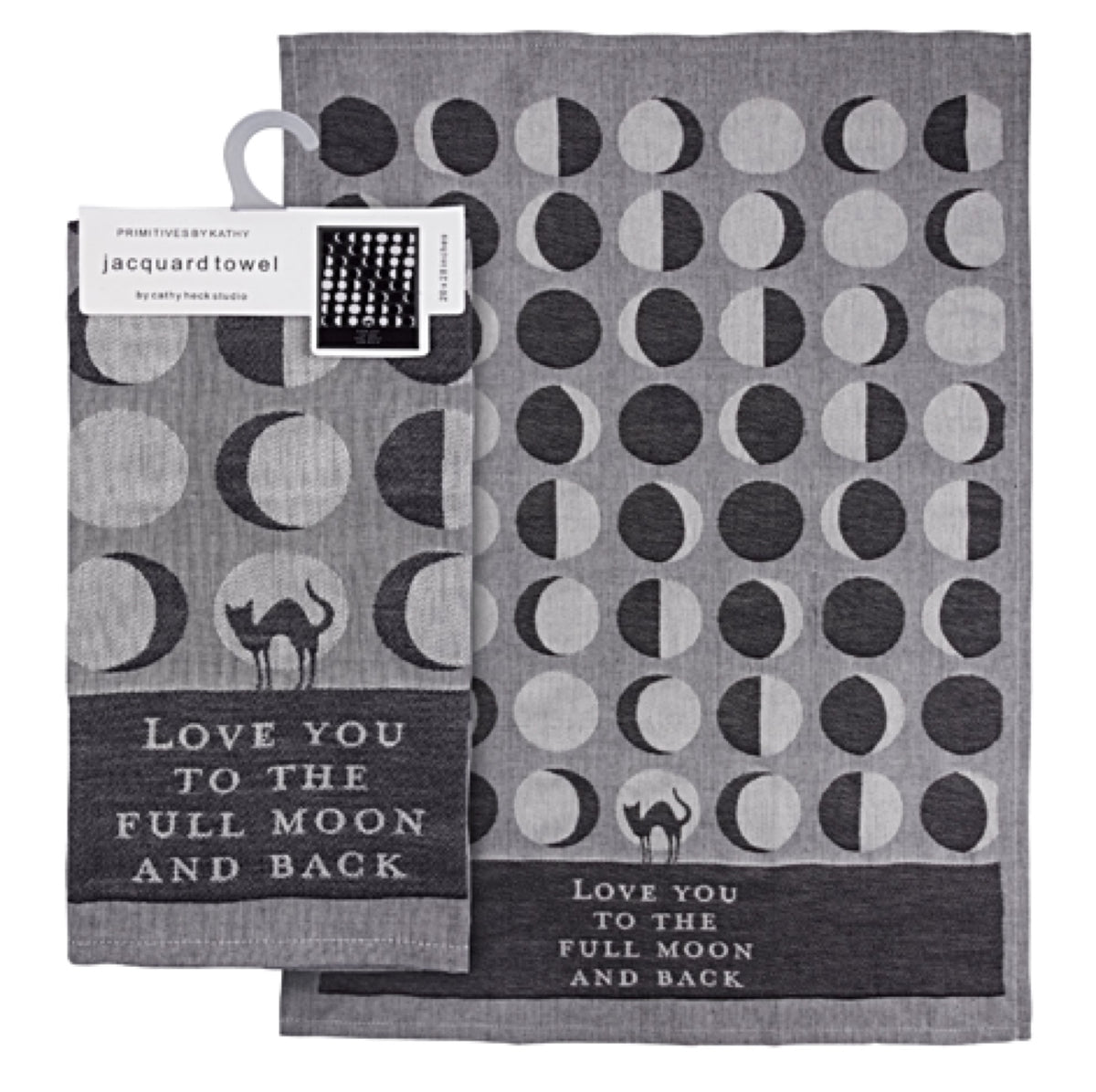 PRIMITIVES BY KATHY FULL MOON Kitchen Tea Towel ‘LOVE YOU TO THE FULL MOON & BACK’ - Novelty Socks And Slippers