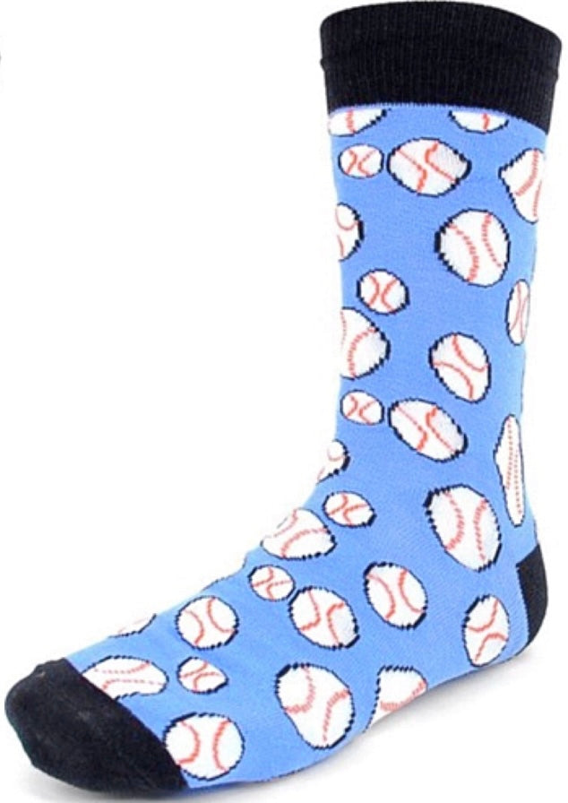 PARQUET BRAND Men's BASEBALL Socks BASEBALLS ALL OVER (CHOOSE COLOR) - Novelty Socks And Slippers