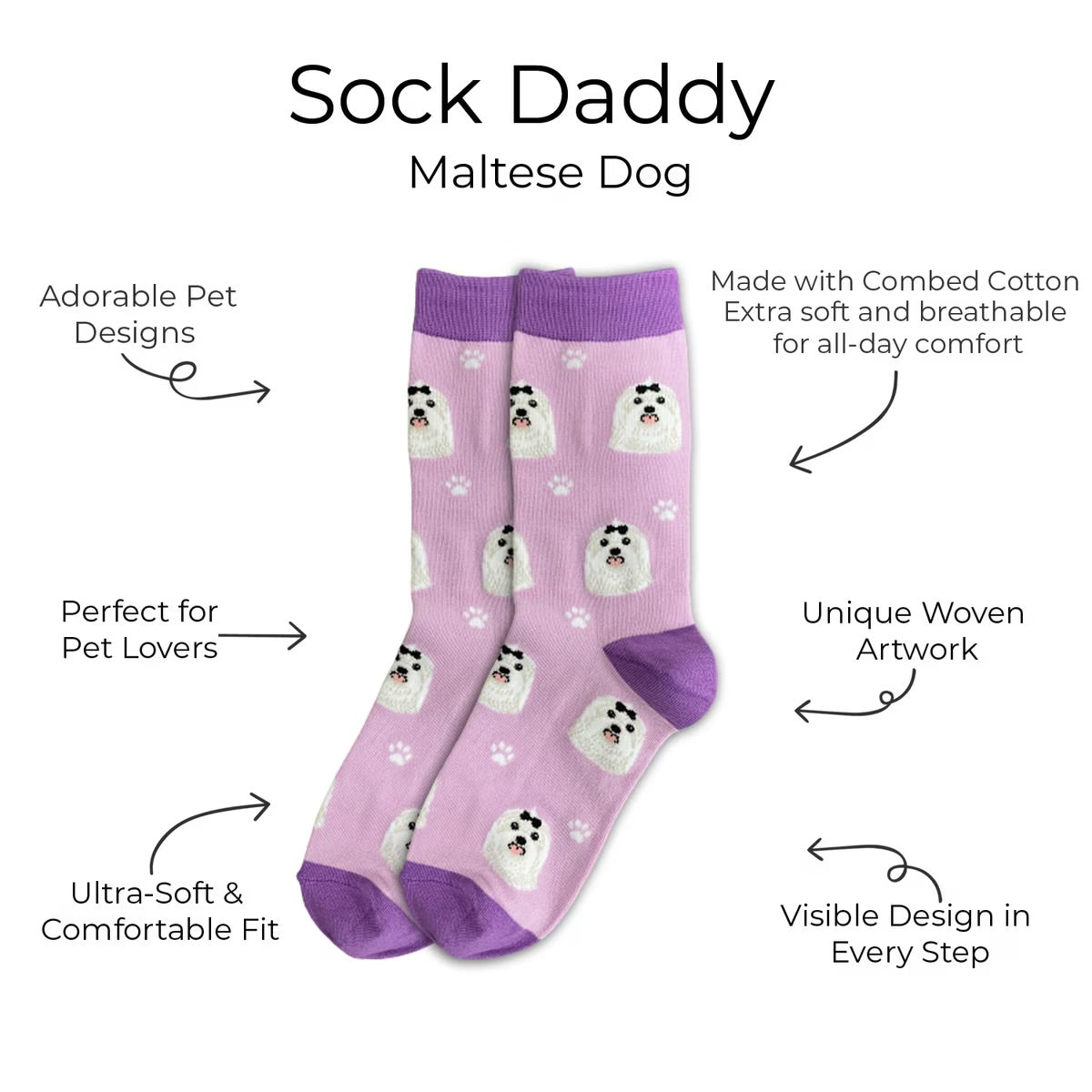 MALTESE Dog Adult Unisex Socks By E&S Pets Choose Style