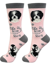 BLACK & WHITE SHIH TZU Dog Adult Unisex Socks By E&S Pets Choose Style
