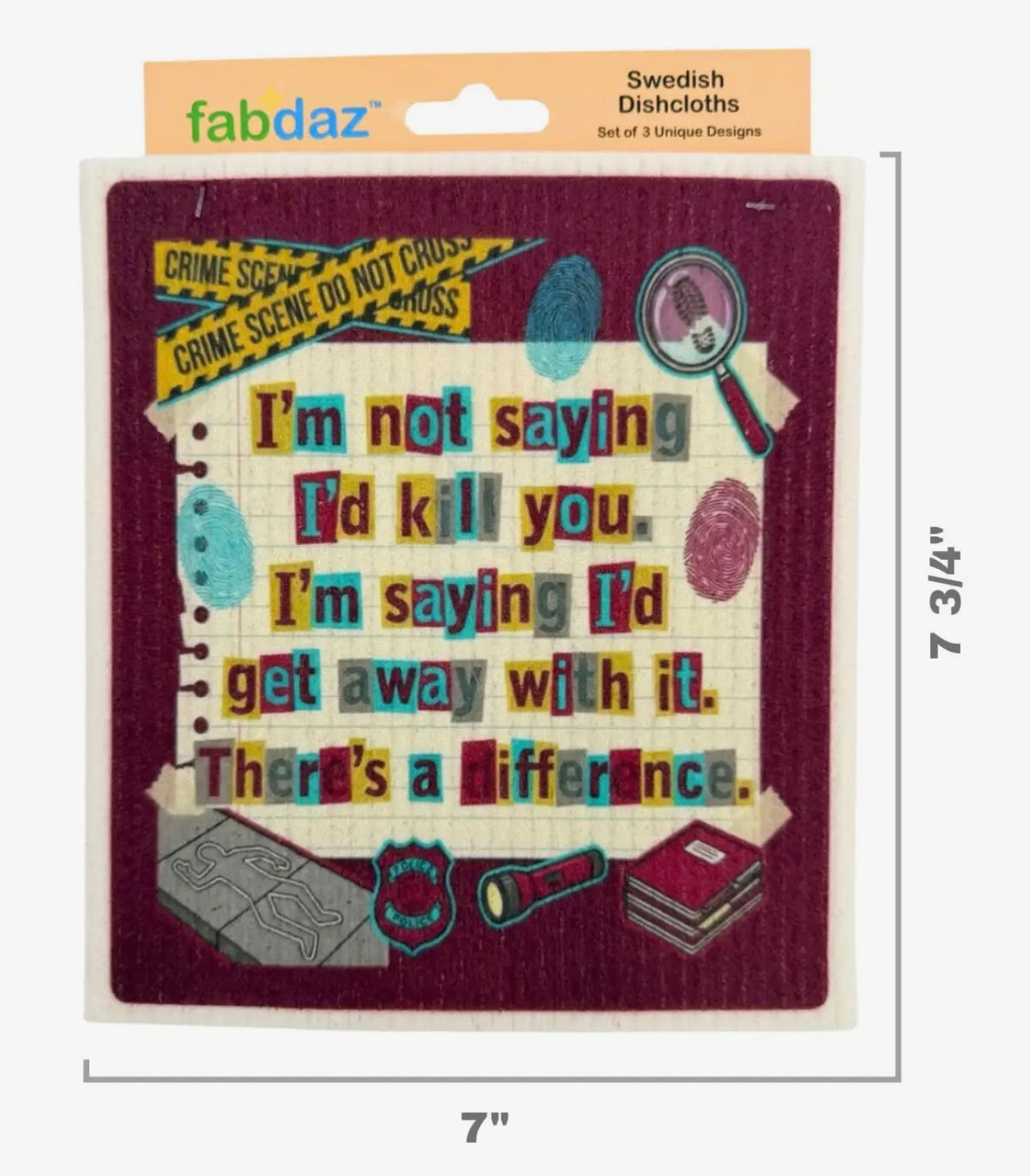 TRUE CRIME FUNNY SAYINGS Set Of 3 Swedish Dishcloths ‘They Never Found The Body And Honestly, Good For Her’