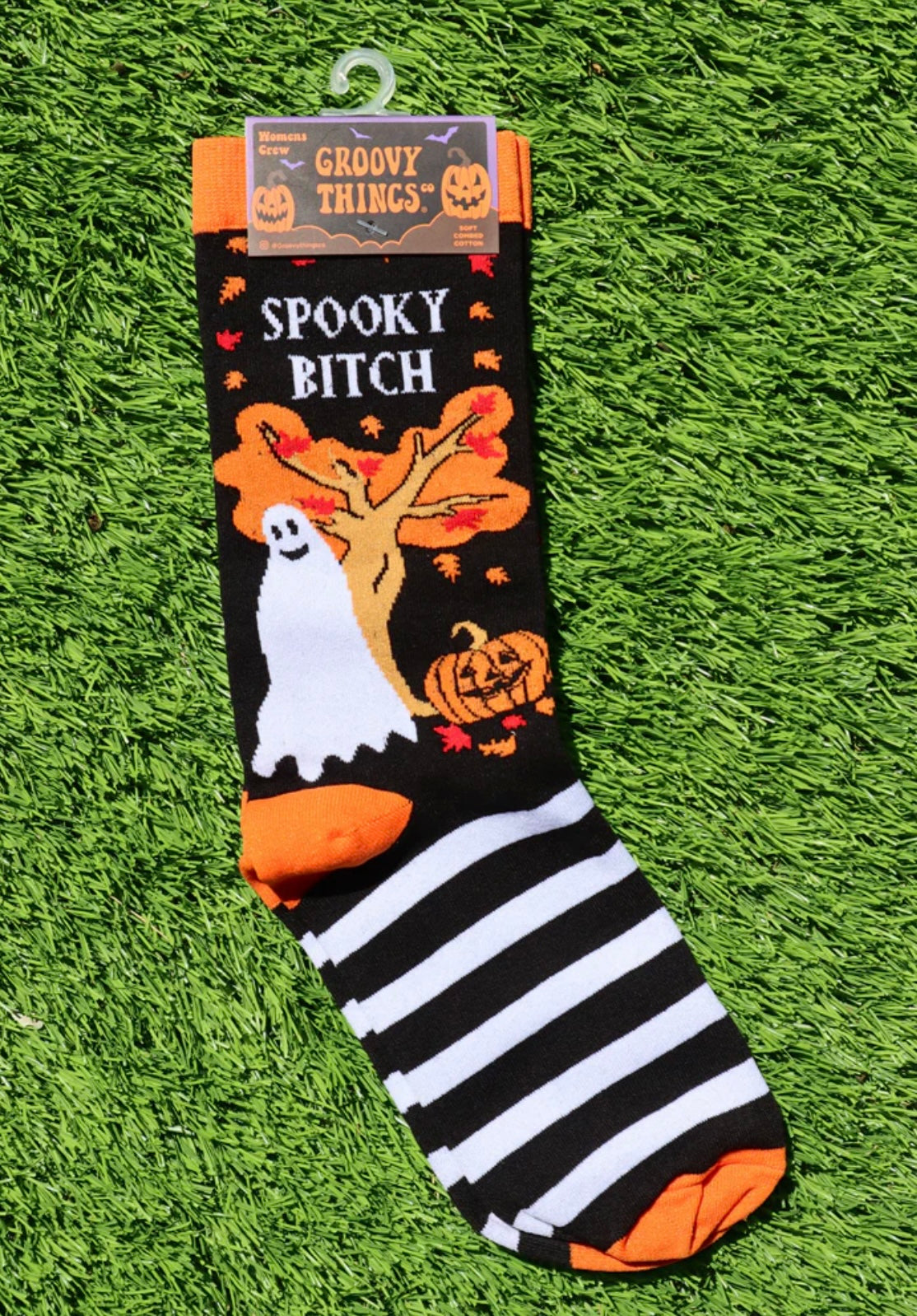 GROOVY THINGS Brand Ladies HALLOWEEN Socks ‘SPOOKY BITCH’ - Novelty Socks And Slippers