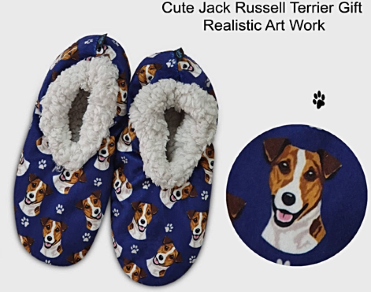 COMFIES BRAND LADIES JACK RUSSELL DOG NON-SKID SLIPPERS - Novelty Socks for Less