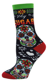 OOOH YEAH Brand Ladies DAY OF THE DEAD Sugar Skull Socks ‘HEY SUGAR’ - Novelty Socks And Slippers