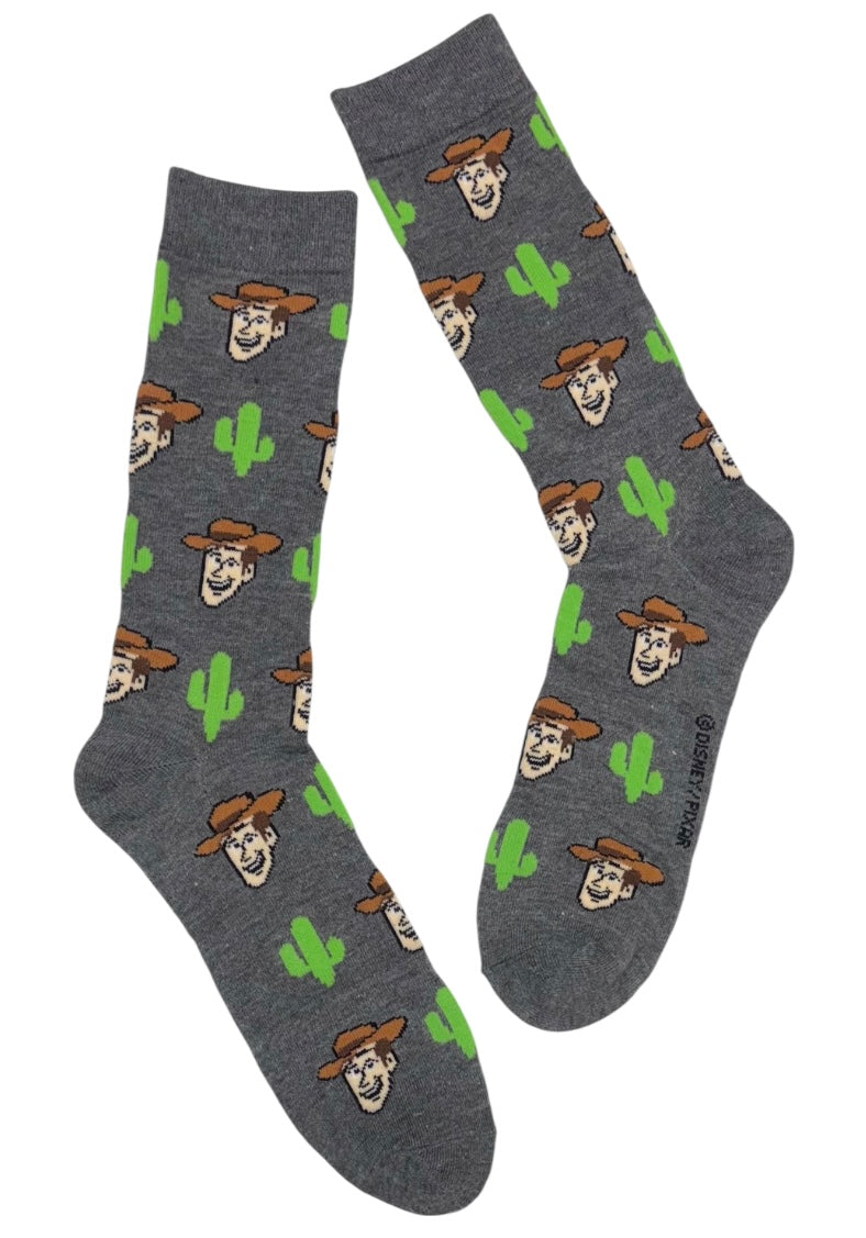 DISNEY TOY STORY Men’s Socks SHERIFF WOODY & CACTUS PLANTS - Novelty Socks And Slippers