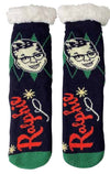 A CHRISTMAS STORY Movie Ladies Sherpa Lined Gripper Bottom Slipper Socks - Novelty Socks And Slippers