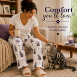 Silver Gray TABBY CAT Adult Unisex PAJAMA BOTTOMS COMFIES Brand By E&S PETS (CHOOSE SIZE)