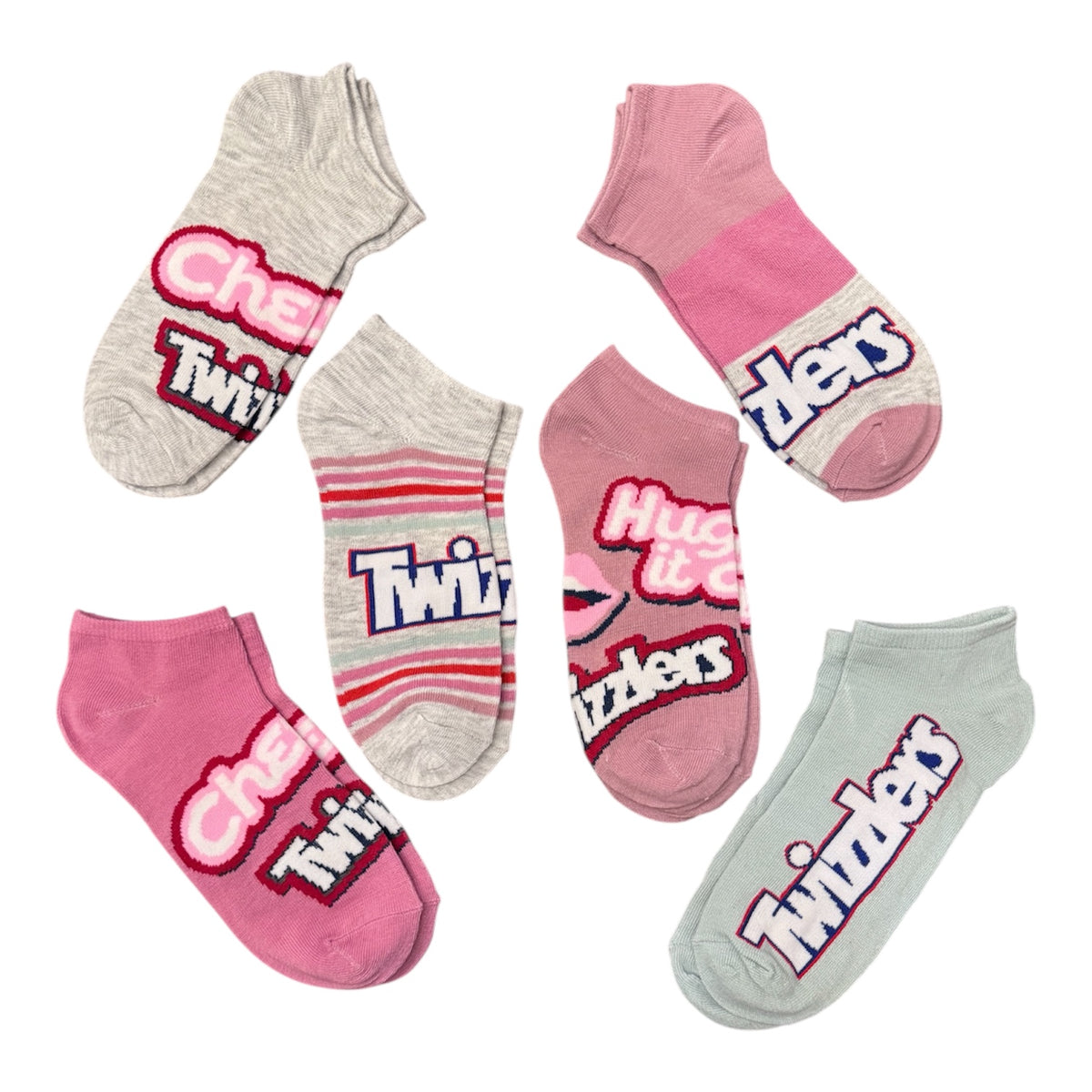 HERSHEY CANDY TWIZZLERS Ladies 6 Pair Of Low Show Socks ‘HUG IT OUT’ - Novelty Socks And Slippers