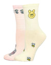 DISNEY Winnie The Pooh Ladies 2 Pair Of Socks With PIGLET & HONEY BEES