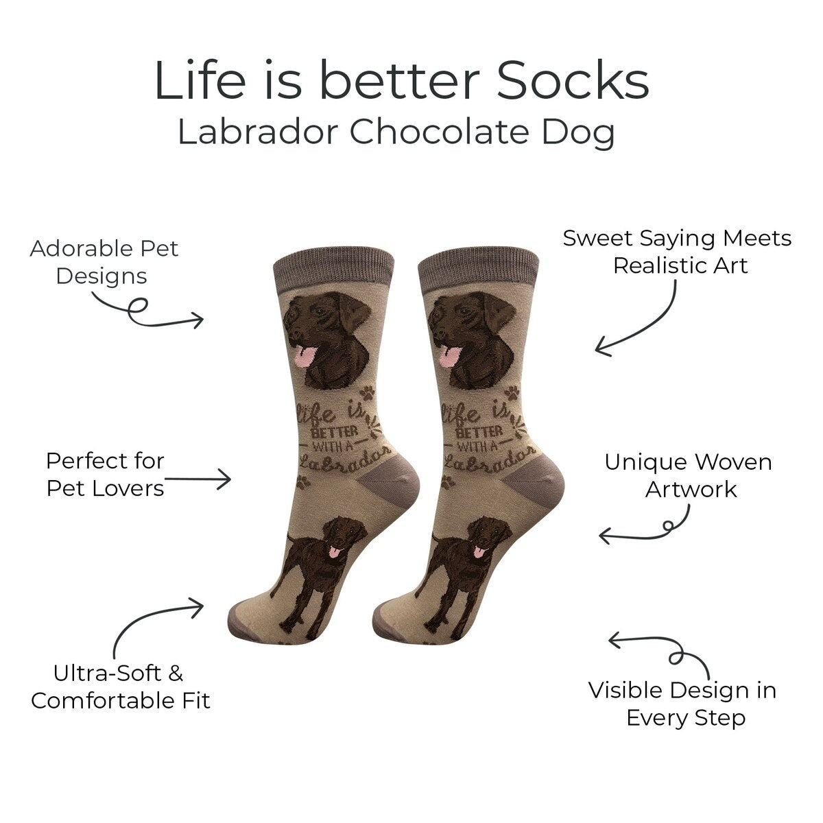 CHOCOLATE LABRADOR Dog Adult Unisex Socks By E&S Pets Choose Style