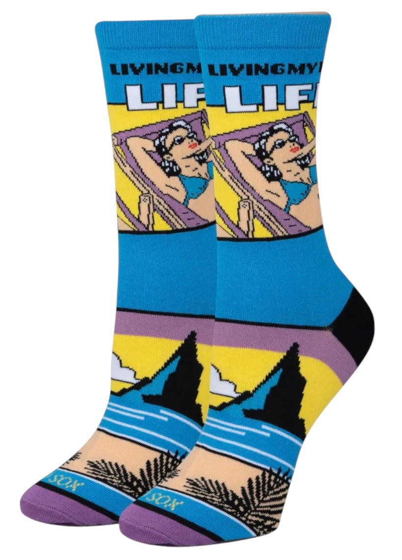 COOL SOCKS Brand Unisex LIVING MY BEST LIFE Socks - Novelty Socks And Slippers