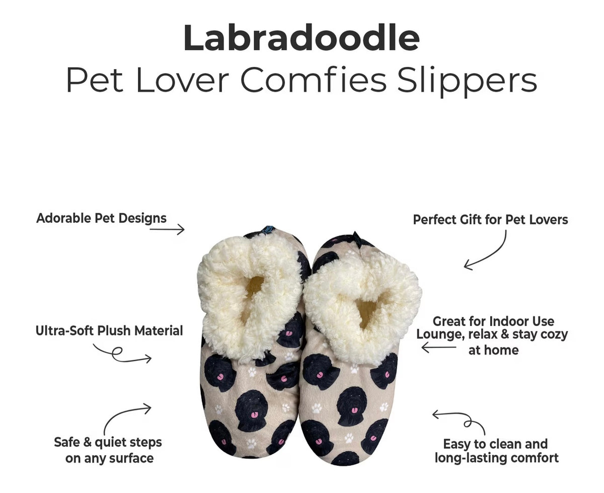 BLACK LABRADOODLE Dog Ladies Non-Slip Slippers COMFIES BRAND By E&S Pets - Novelty Socks And Slippers