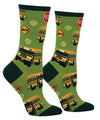SCHOOL BUS Ladies Socks SOCKSMITH Brand BUSES, STOP SIGNS ALL OVER