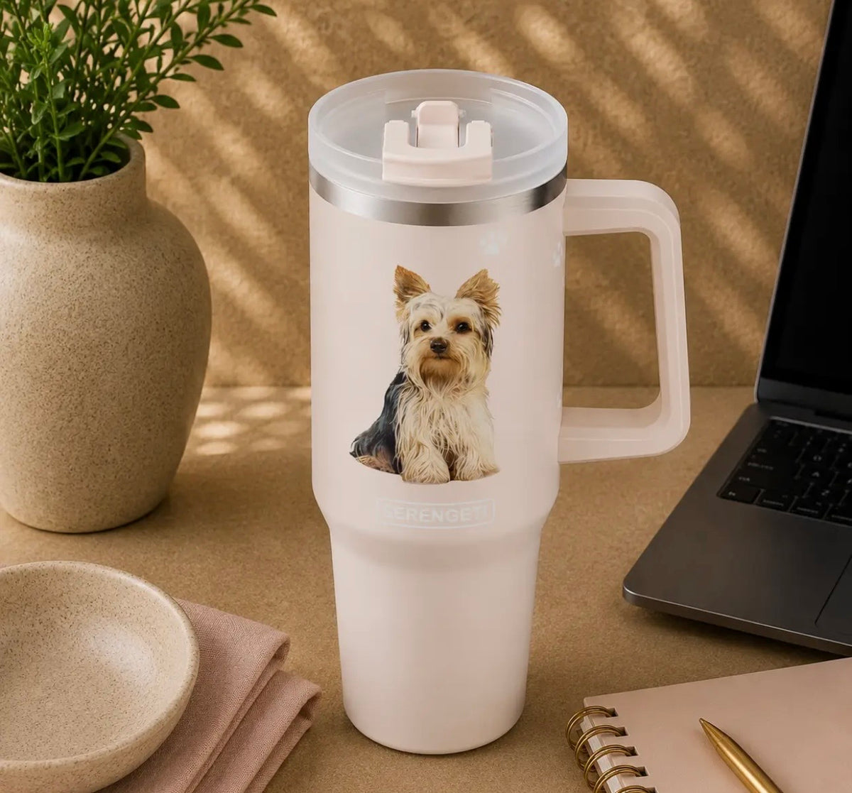 Dog & Cat Stainless Steel Ultimate 40 Oz. Tumbler Hot & Cold Travel Mug By E&S Pets (Choose Breed)