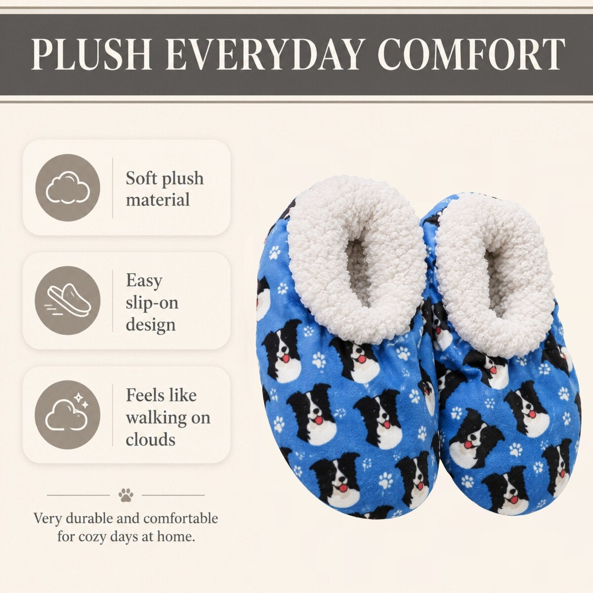 BORDER COLLIE Dog Ladies Non-Slip Slippers COMFIES BRAND By E&S Pets