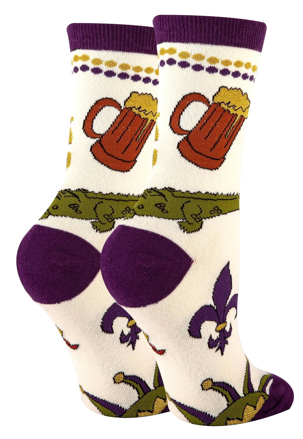 OOOH YEAH Brand Ladies MARDI GRAS Socks - Novelty Socks And Slippers