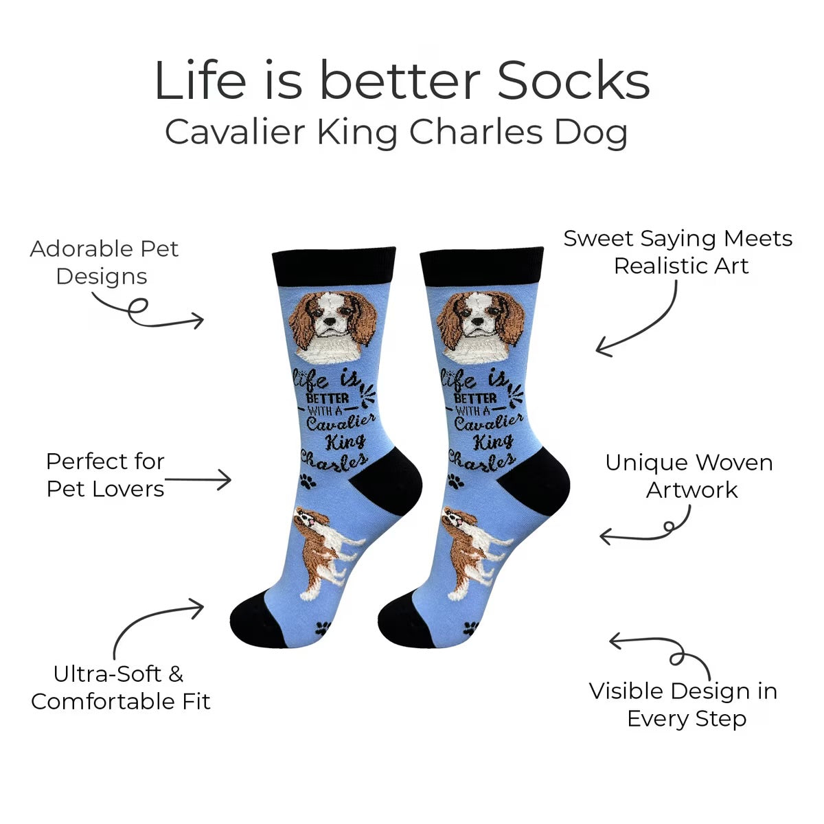 CAVALIER KING CHARLES Dog Adult Unisex Socks By E&S Pets Choose Style