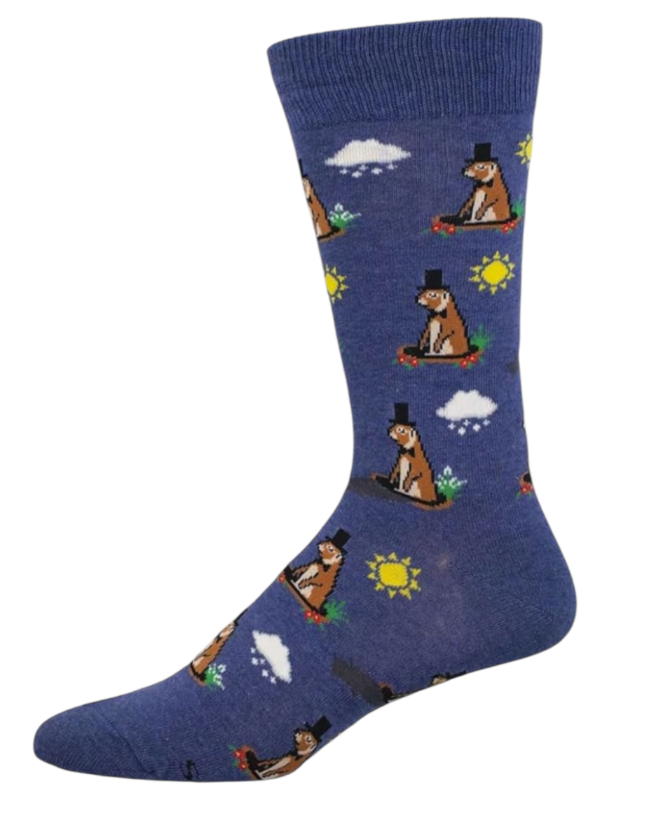 SOCKSMITH Brand Men’s GROUNDHOG DAY Socks ‘SIX MORE WEEKS’ - Novelty Socks And Slippers