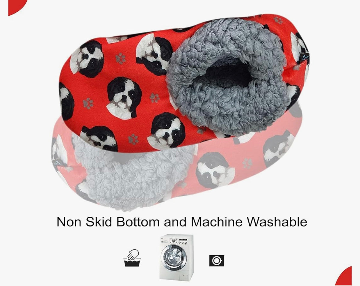 COMFIES BRAND LADIES SHIH TZU (BLACK & WHITE) NON-SKID SLIPPERS - Novelty Socks And Slippers