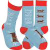 PRIMITIVES BY KATHY Unisex CHRISTMAS Socks ‘DACHSHUND THROUGH THE SNOW WITH A BOTTLE OF MERLOT’ - Novelty Socks for Less