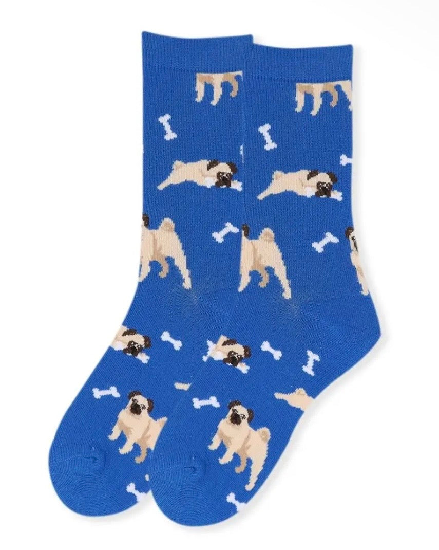 PUG DOG & Bones Ladies Socks PUGS ALL OVER Parquet Brand