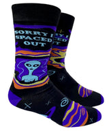 GROOVY THINGS Co. Brand Men’s ALIEN Socks ‘SORRY I SPACED OUT’ - Novelty Socks And Slippers