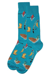 MeMoi Brand Men’s FISHING Socks Fishing Pole, Canoe - Novelty Socks And Slippers