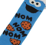 SESAME STREET COOKIE MONSTER Ladies Sherpa Lined Gripper Bottom Slipper Socks BIOWORLD Brand - Novelty Socks And Slippers