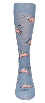 MeMoi Brand Men’s FLYING PIGS Socks - Novelty Socks And Slippers