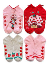 STRAWBERRY SHORTCAKE Ladies 4 Pair Of Thick No Show Gripper Bottom Slipper Socks Custard The Cat - Novelty Socks And Slippers