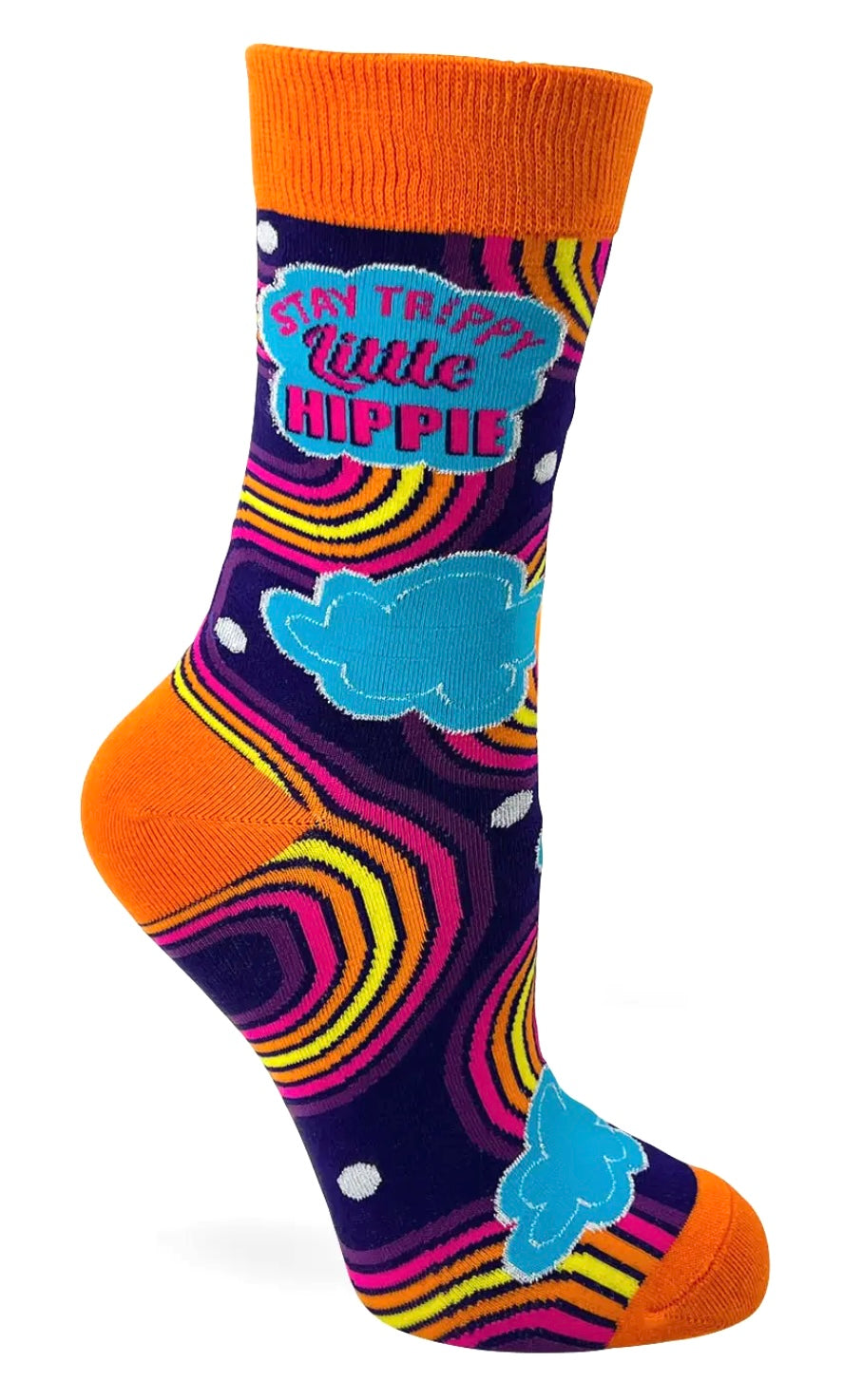 FABDAZ BRAND LADIES ‘STAY TRIPPY LITTLE HIPPIE’ SOCKS - Novelty Socks And Slippers