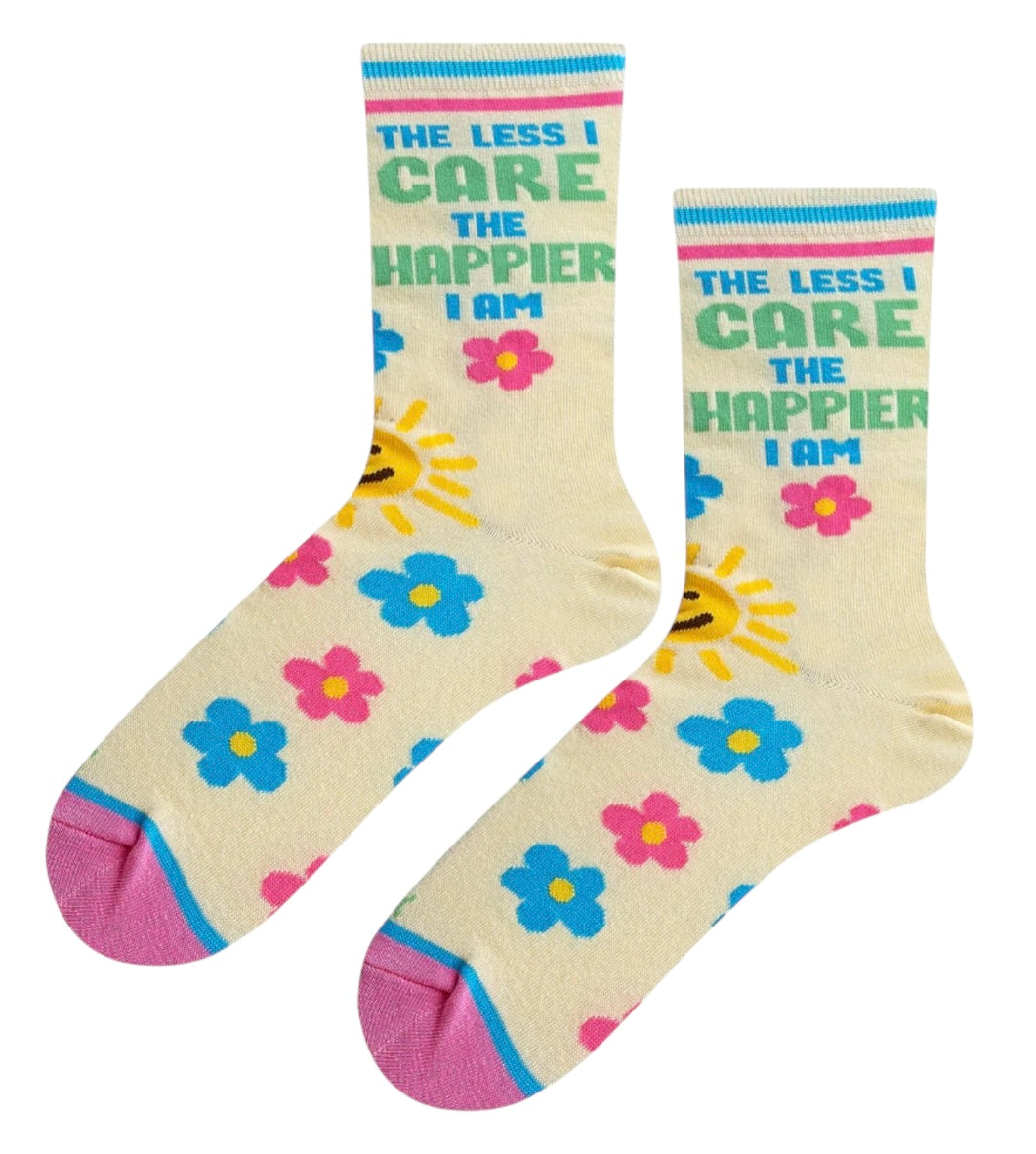 COOL SOCKS Brand Unisex THE LESS I CARE THE HAPPIER I AM Socks - Novelty Socks And Slippers