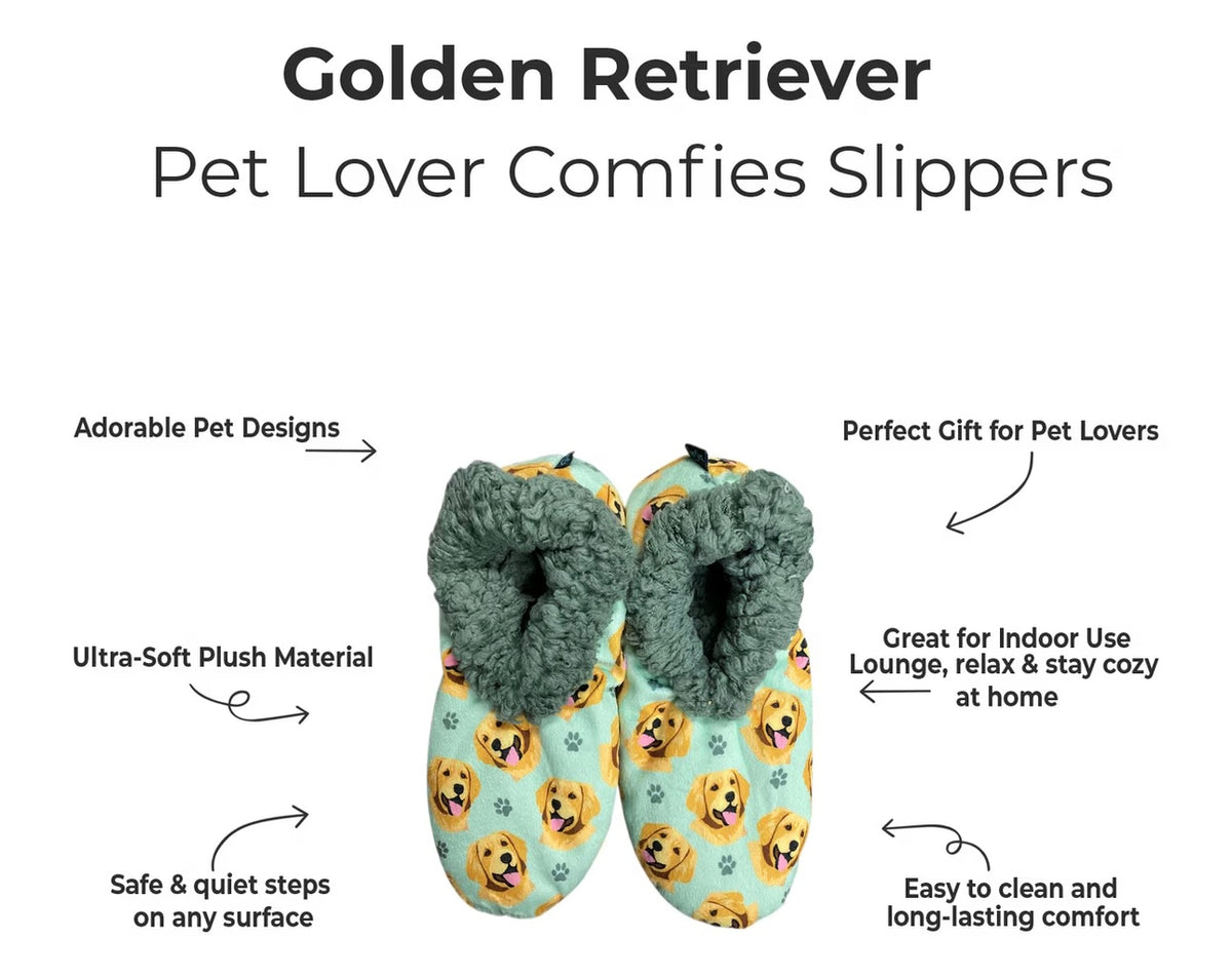 GOLDEN RETRIEVER Dog Ladies Non-Slip Slippers COMFIES BRAND By E&S Pets - Novelty Socks And Slippers