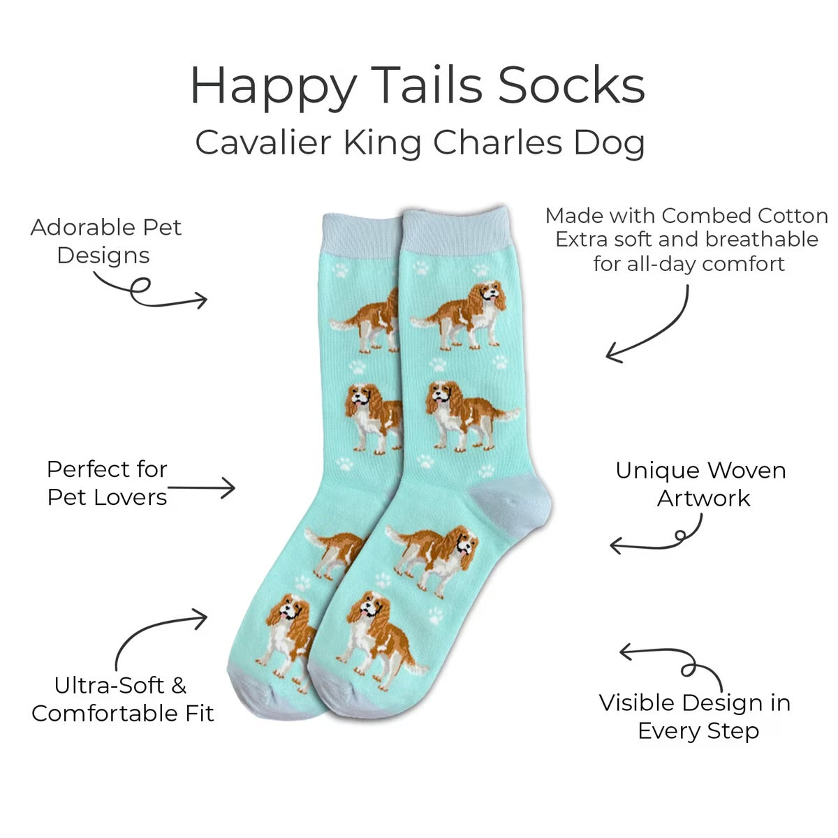 CAVALIER KING CHARLES Dog Adult Unisex Socks By E&S Pets Choose Style