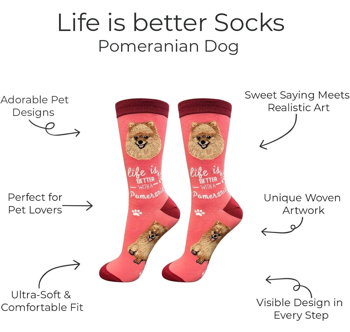 POMERANIAN Dog Adult Unisex Socks By E&S Pets Choose Style