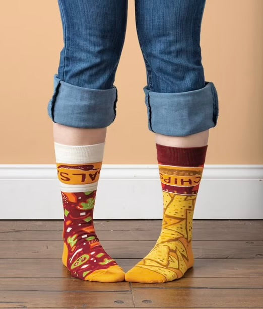 CHIPS & SALSA Mismatched Unisex Socks Primitives By Kathy - Novelty Socks And Slippers