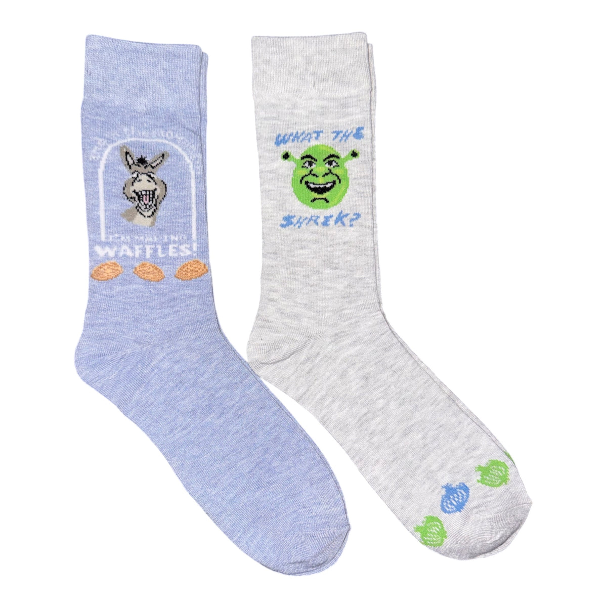 SHREK THE MOVIE Men’s 2 Pair Of Socks DONKEY ‘AND IN THE MORNING I’M MAKING WAFFLES’