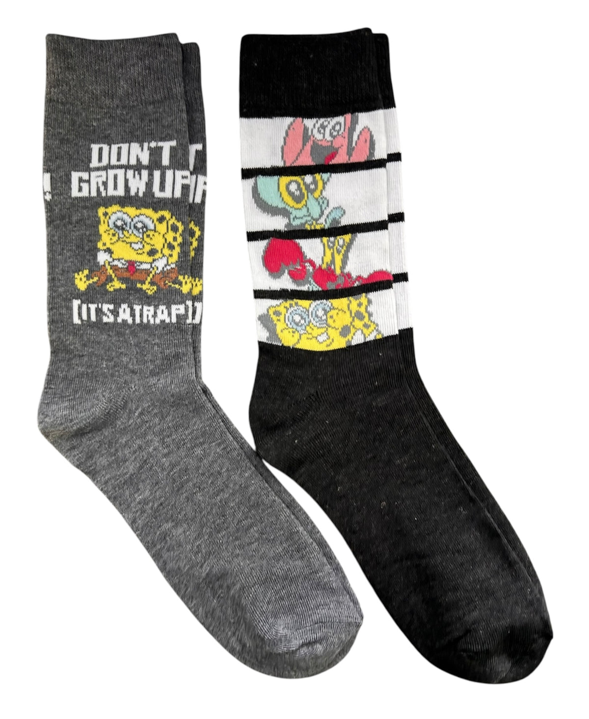 SPONGEBOB SQUAREPANTS Men’s 2 Pair Of Socks ‘DON’T GROW UP IT’S A TRAP