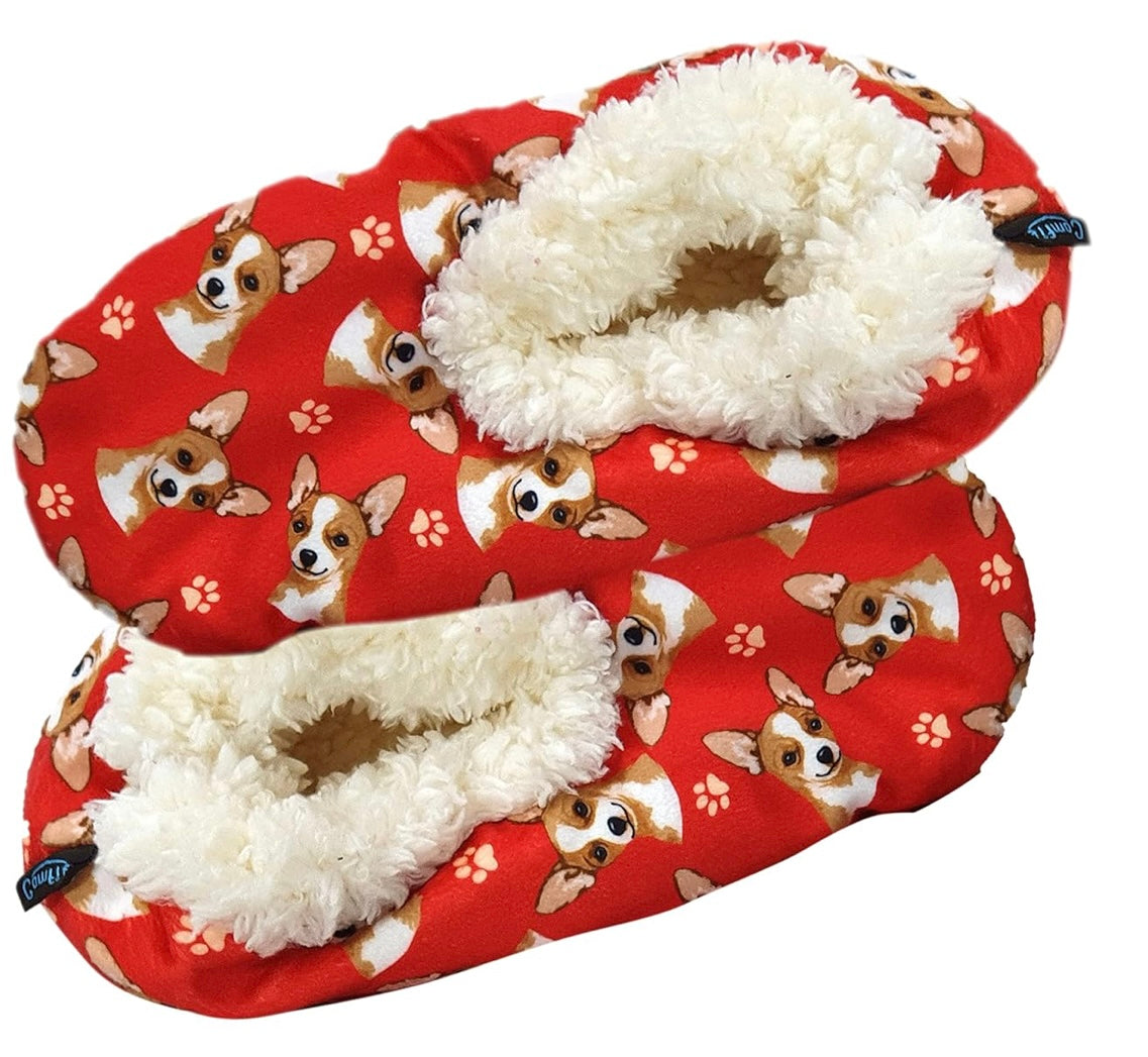 COMFIES BRAND Ladies CHIHUAHUA Dog (FAWN, TAN) Non-Skid Slippers By E&S PETS - Novelty Socks And Slippers