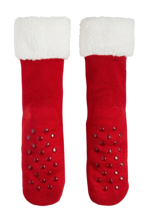 COCA-COLA LADIES SHERPA LINED GRIPPER BOTTOM SLIPPER SOCKS WITH POLAR BEAR