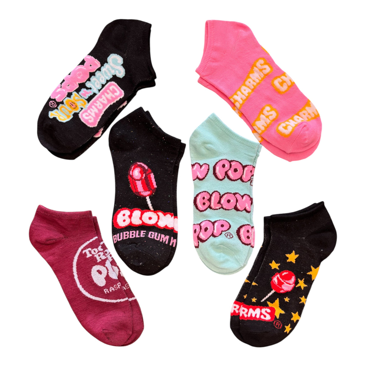 CHARMS BLOW POPS Ladies 6 Pair Of Low Show Socks Sweet & Sour Pops