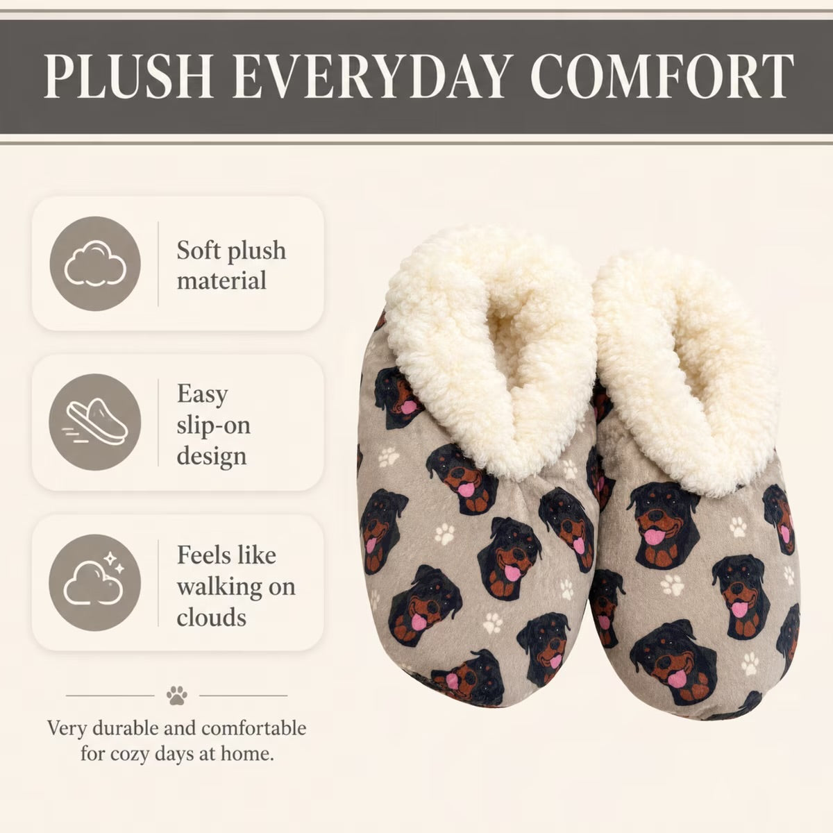 ROTTWEILER Dog Ladies Non-Slip Slippers COMFIES BRAND By E&S Pets