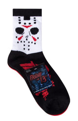 FRIDAY THE 13th LADIES 2 Pair Of HALLOWEEN SOCKS JASON & BLOOD SPLATTER (Choose Style)