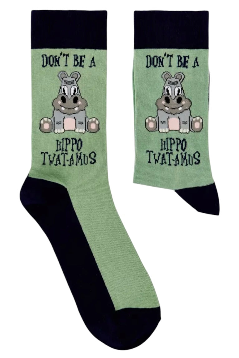 URBAN ECCENTRIC Unisex DON'T BE A HIPPO-TWAT-AMOS Socks - Novelty Socks And Slippers
