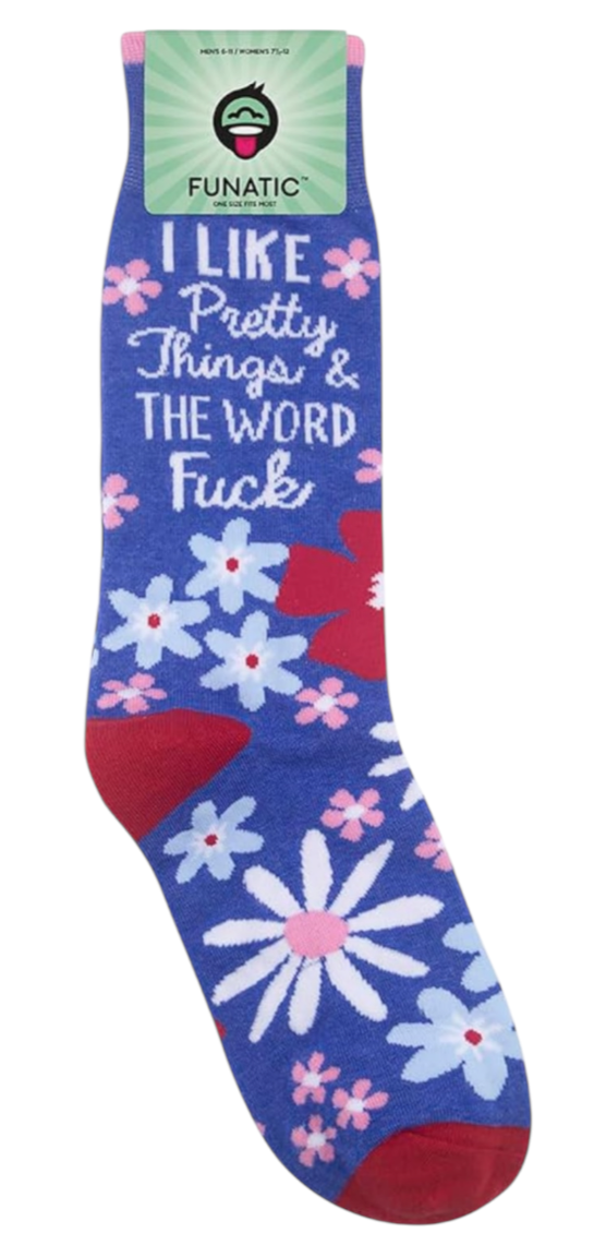 FUNATIC Brand Unisex I LIKE PRETTY THINGS & THE WORD FUCK Socks - Novelty Socks And Slippers
