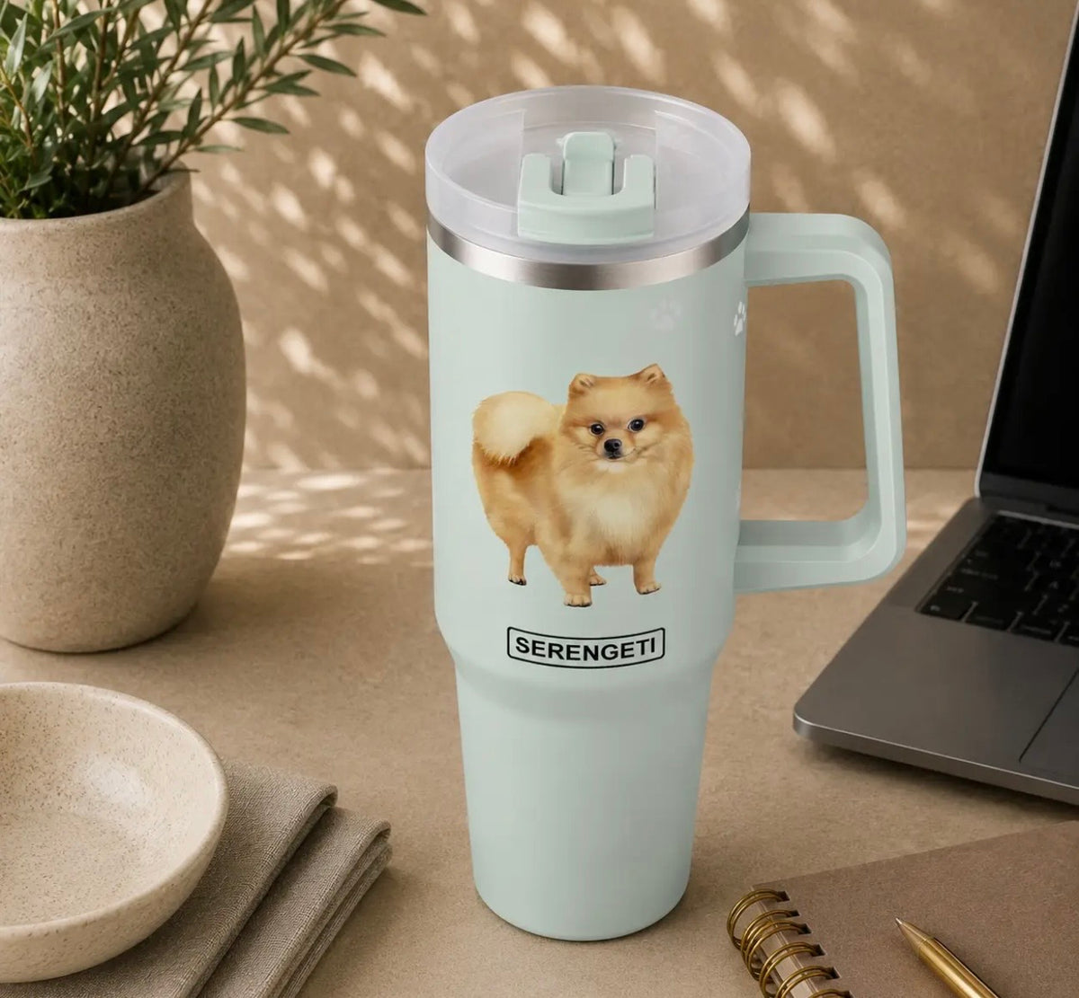 Dog & Cat Stainless Steel Ultimate 40 Oz. Tumbler Hot & Cold Travel Mug By E&S Pets (Choose Breed)